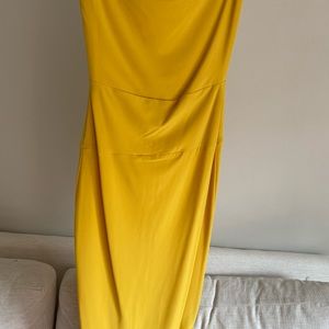 Norma Kamali yellow midi dress